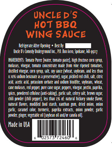 Uncle D's Hot BBQ Sauce